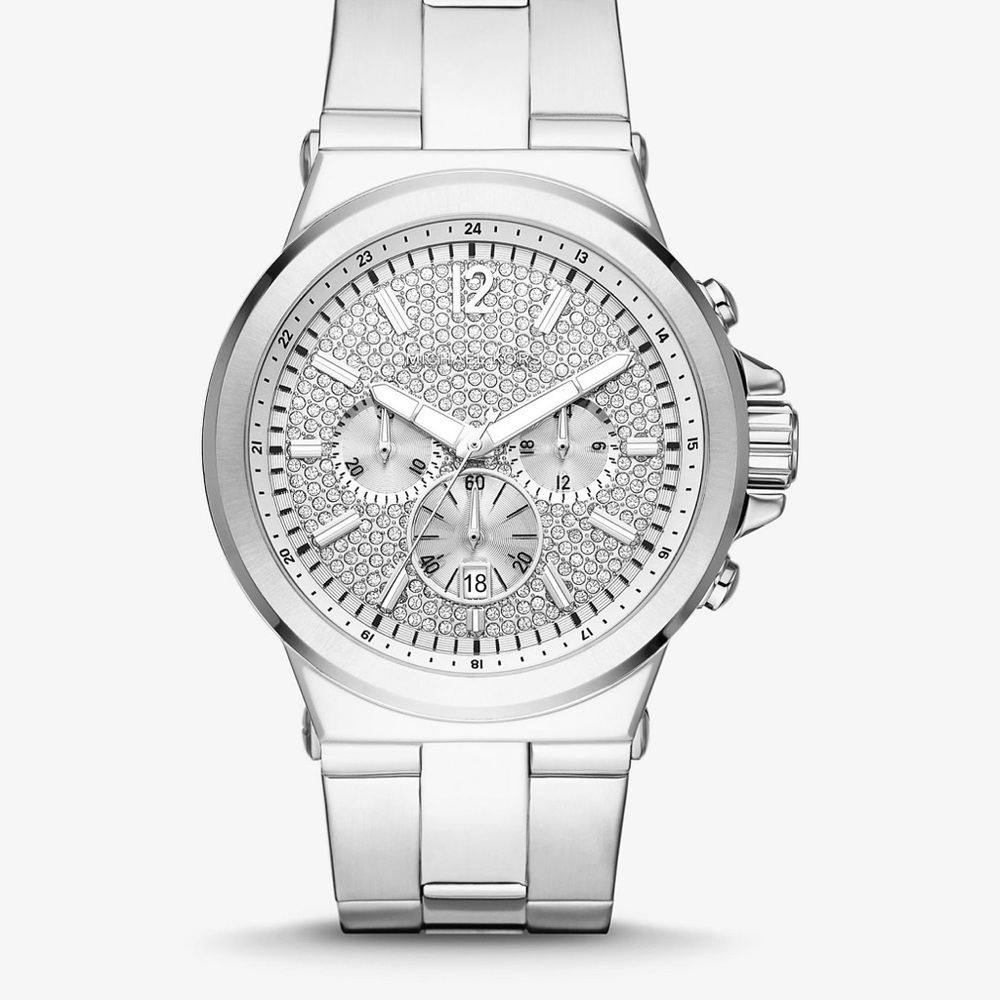 Oversized Dylan Pave Silver-Tone Watch